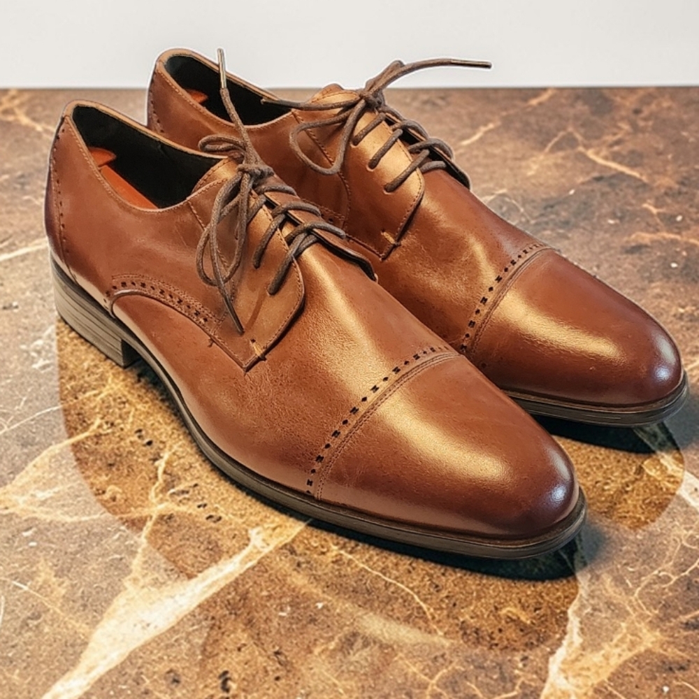 Men Vintage Leather Brown Oxfords By Stacy Adams Size 9W
